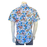 Rockmount Clothing Mens Blue Western Hawaiian Print Short Sleeve Shirt - Flyclothing LLC