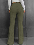 Ribbed High Waist Bootcut Pants - Flyclothing LLC