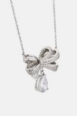 Teardrop Shape 925 Sterling Silver Zircon Pandent Necklace - Flyclothing LLC