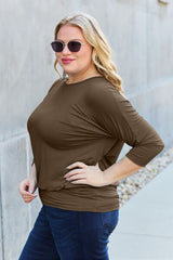 Basic Bae Full Size Round Neck Batwing Sleeve Blouse - Flyclothing LLC