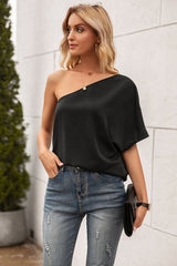 Single Shoulder Half Sleeve T-Shirt - Flyclothing LLC