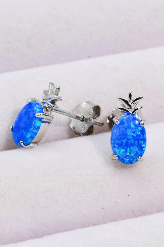 Opal Pineapple Platinum-Plated Earrings - Flyclothing LLC