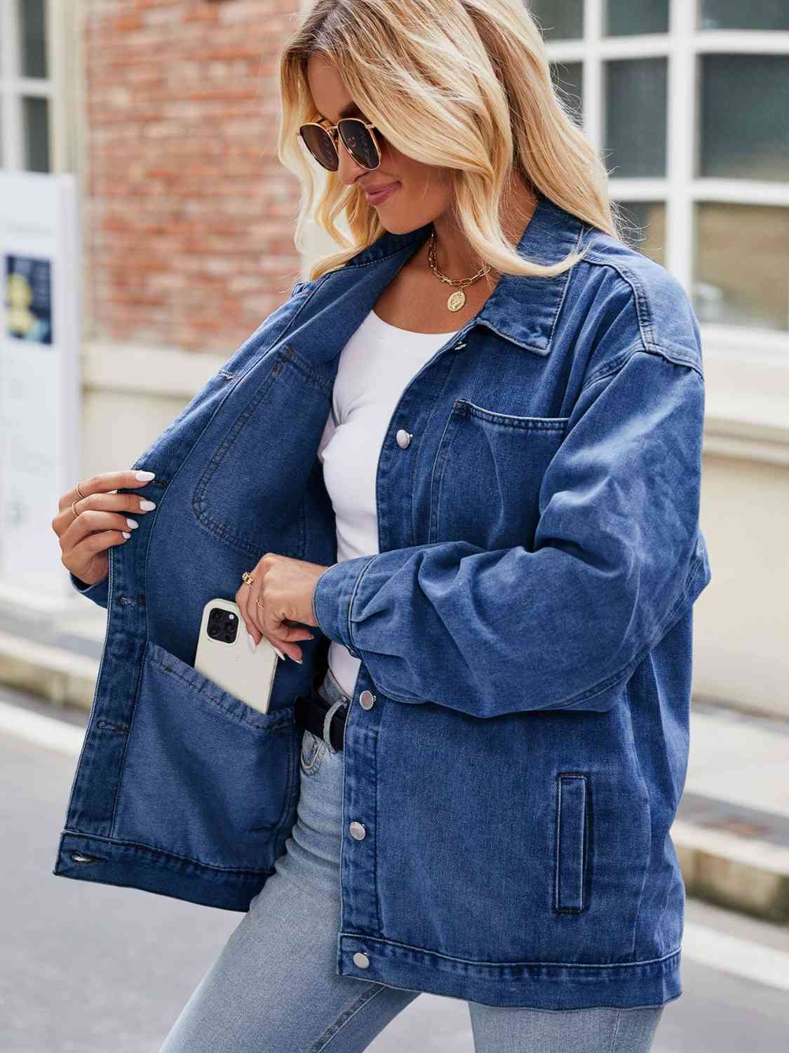 Button Up Denim Jacket with Pockets – Flyclothing LLC