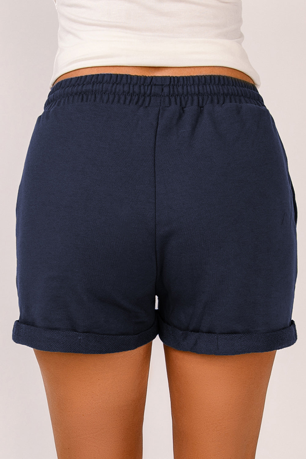 Drawstring Waist Cuffed Shorts - Flyclothing LLC