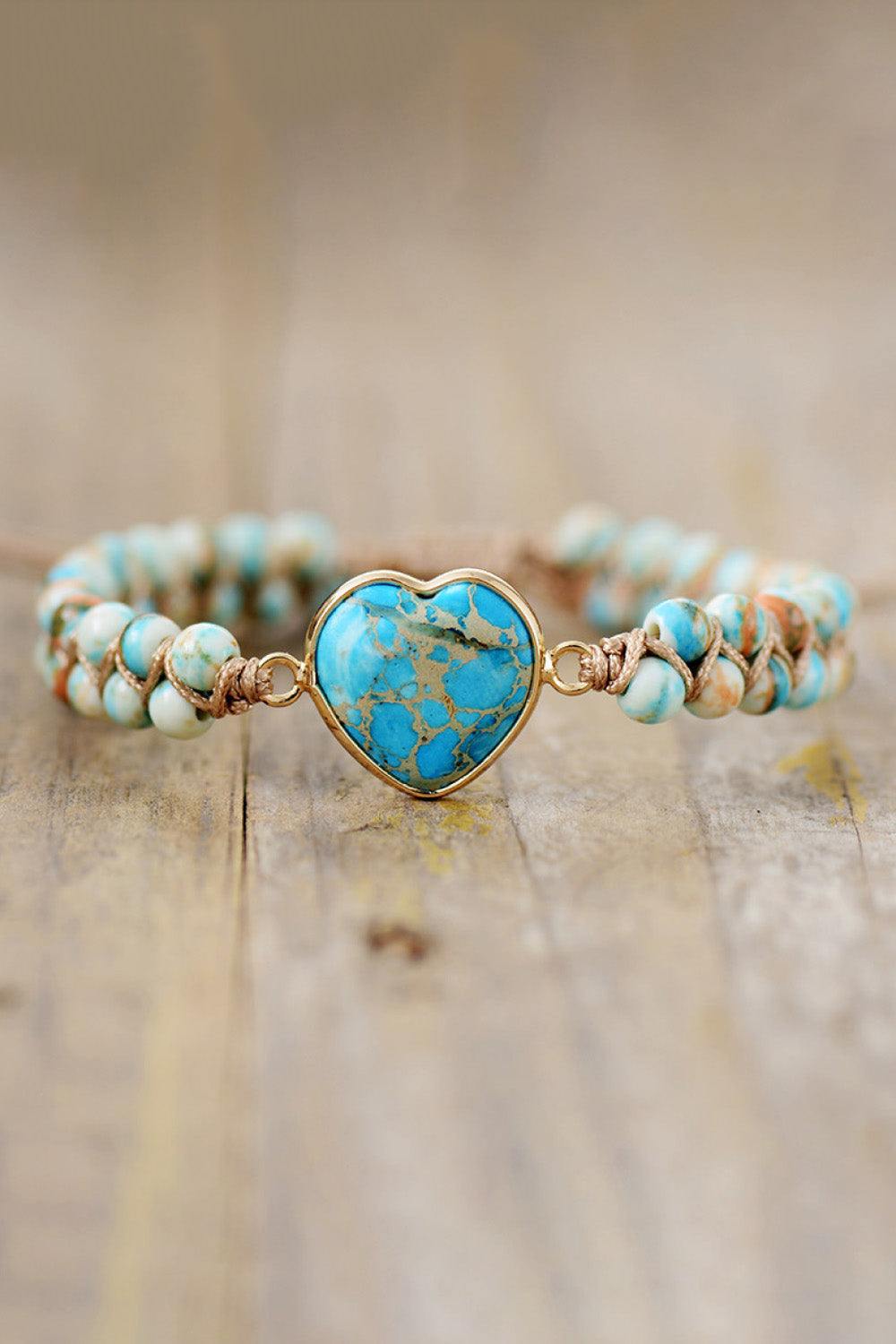 Handmade Heart Shape Natural Stone Bracelet - Flyclothing LLC