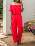 Off-Shoulder Wide Leg Jumpsuit - Flyclothing LLC