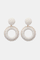 Round Shape Raffia Grass Dangle Earrings - Flyclothing LLC