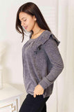 Double Take Square Neck Ruffle Shoulder Long Sleeve T-Shirt - Flyclothing LLC