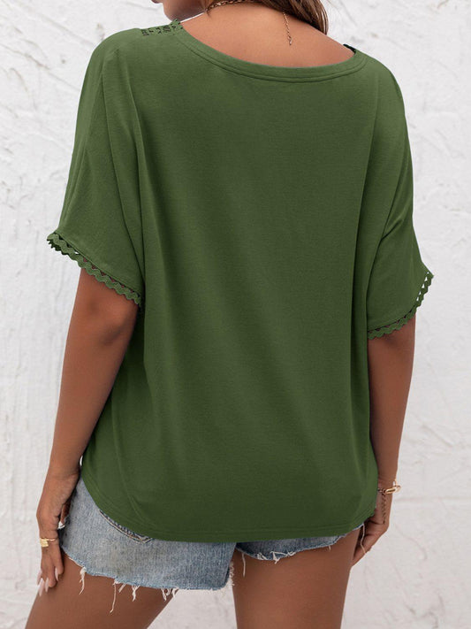 V-Neck Short Sleeve Blouse - Flyclothing LLC