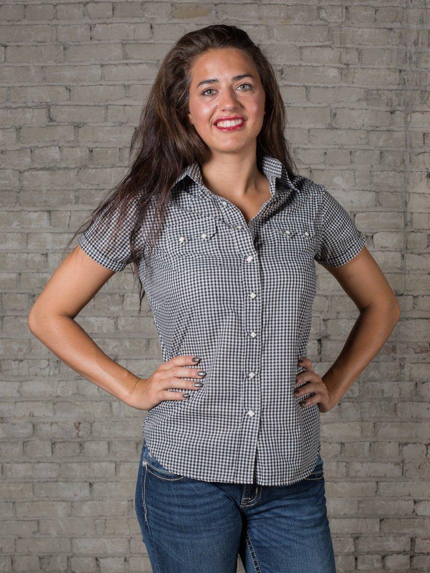 Rockmount Ranch Wear Womens Short Sleeve Black Gingham Check Western Shirt - Rockmount Clothing