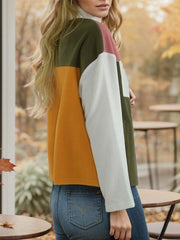 Color Block Zip-Up Long Sleeve Jacket - Flyclothing LLC