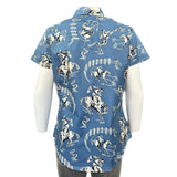 Rockmount Clothing Women’s Vintage Bronc Print Short Sleeve Blue Western Shirt - Rockmount Clothing