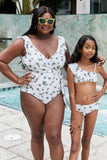 Marina West Swim Float On Ruffle Faux Wrap One-Piece in Daisy Cream - Flyclothing LLC