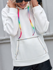 Contrast Stitching Drawstring Raglan Sleeve Hoodie - Flyclothing LLC