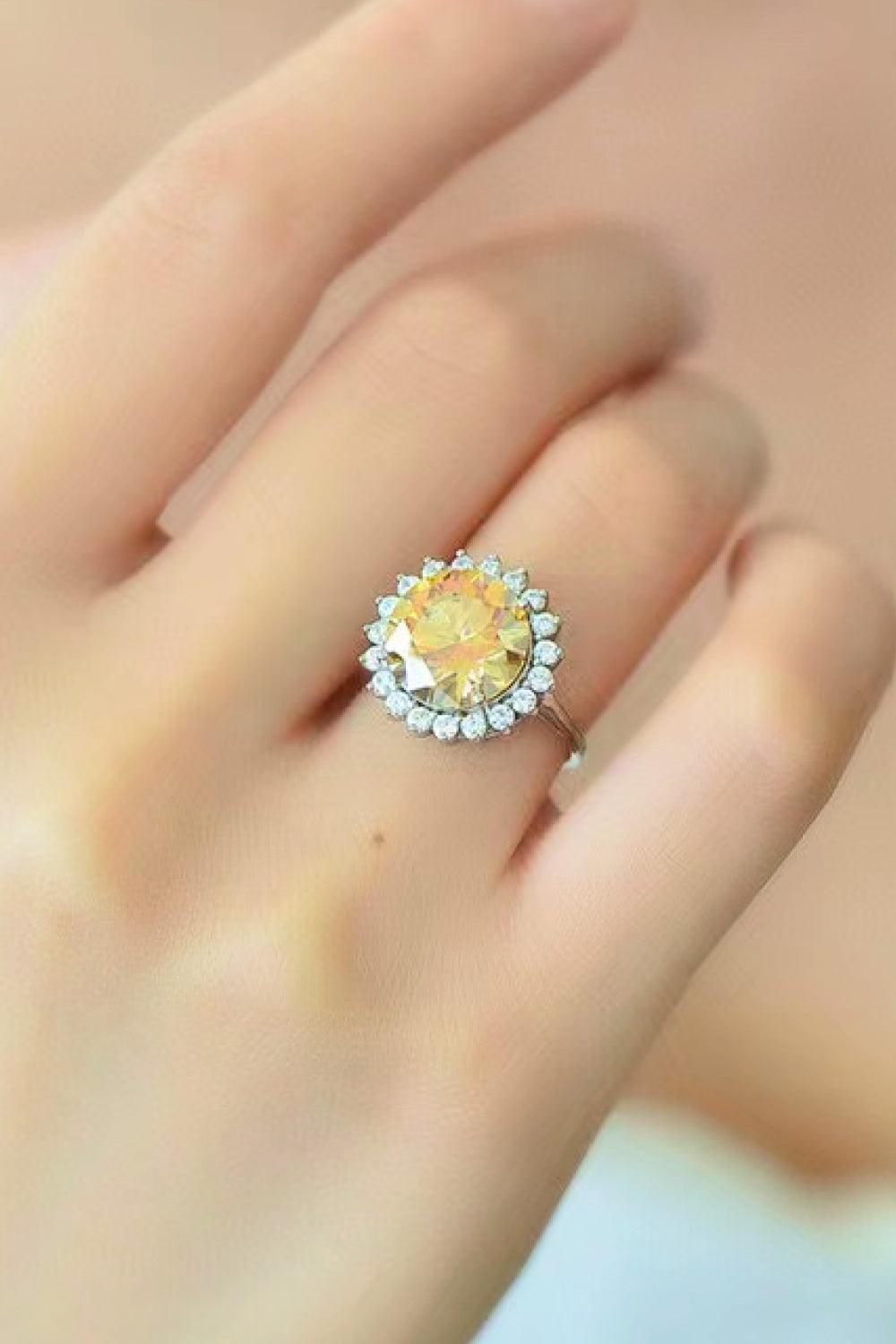 925 Sterling Silver Moissanite Sunflower Ring - Flyclothing LLC