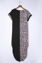 Leopard Color Block Split Dress - Flyclothing LLC