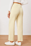 Textured Elastic Waist Straight Pants - Flyclothing LLC