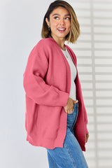 Open Front Dropped Shoulder Cardigan - Flyclothing LLC