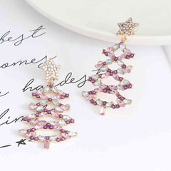 Christmas Tree Rhinestone Alloy Earrings