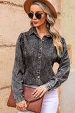 Button Up Collared Neck Denim Top - Flyclothing LLC