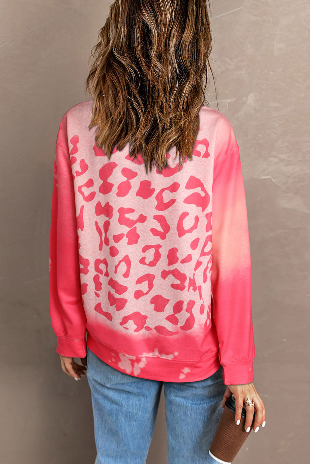 Printed Round Neck Dropped Shoulder Sweatshirt - Flyclothing LLC