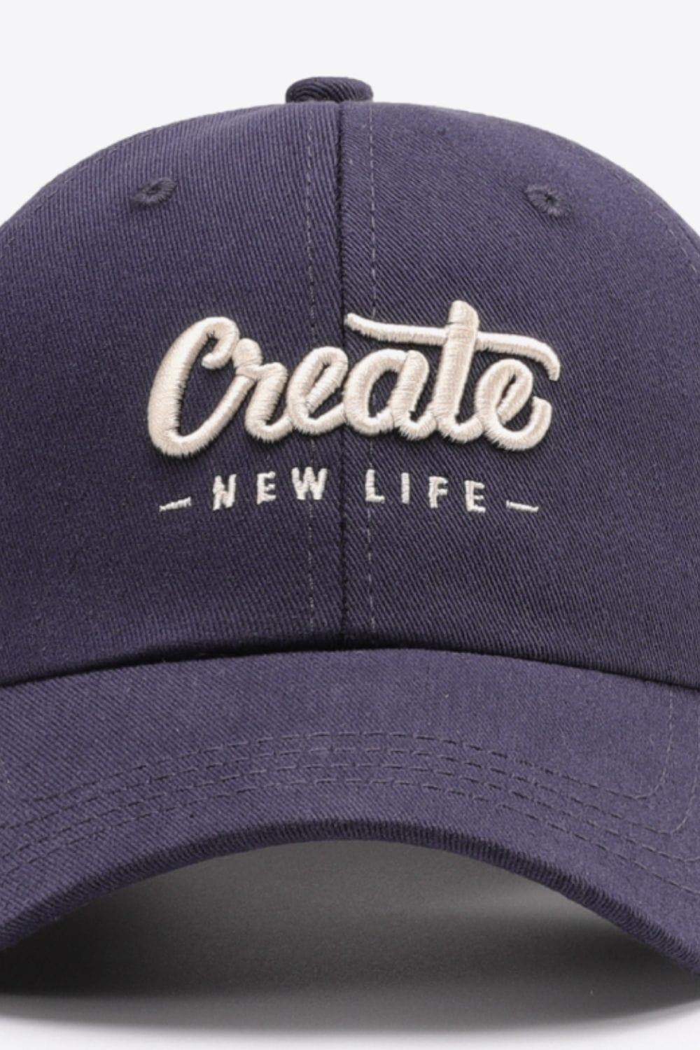 CREATE NEW LIFE Adjustable Cotton Baseball Cap - Trendsi