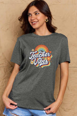 Simply Love Full Size TEACHER VIBES Graphic Cotton T-Shirt - Flyclothing LLC