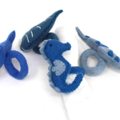 Nautical Shark, Whale & Seahorse Felt Napkin Rings, Set of 4 - Flyclothing LLC