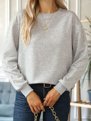 Round Neck Dropped Shoulder Sweatshirt - Flyclothing LLC