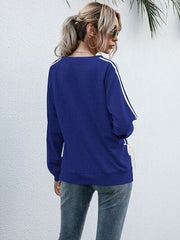 Lace-Up Round Neck Long Sleeve Sweatshirt - Trendsi