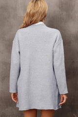 Waterfall Collar Longline Cardigan with Side Pockets - Flyclothing LLC