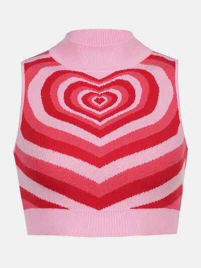 Heart Mock Neck Sweater Vest - Flyclothing LLC