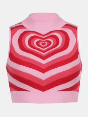 Heart Mock Neck Sweater Vest - Flyclothing LLC