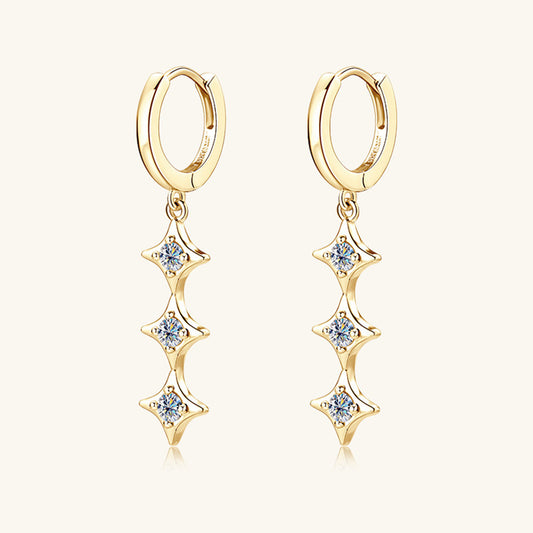 Moissanite 925 Sterling Silver Geometric Shape Earrings - Flyclothing LLC