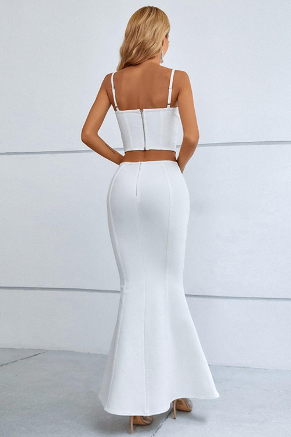 Cutout Seam Detail Cami and Fishtail Skirt Set - Flyclothing LLC