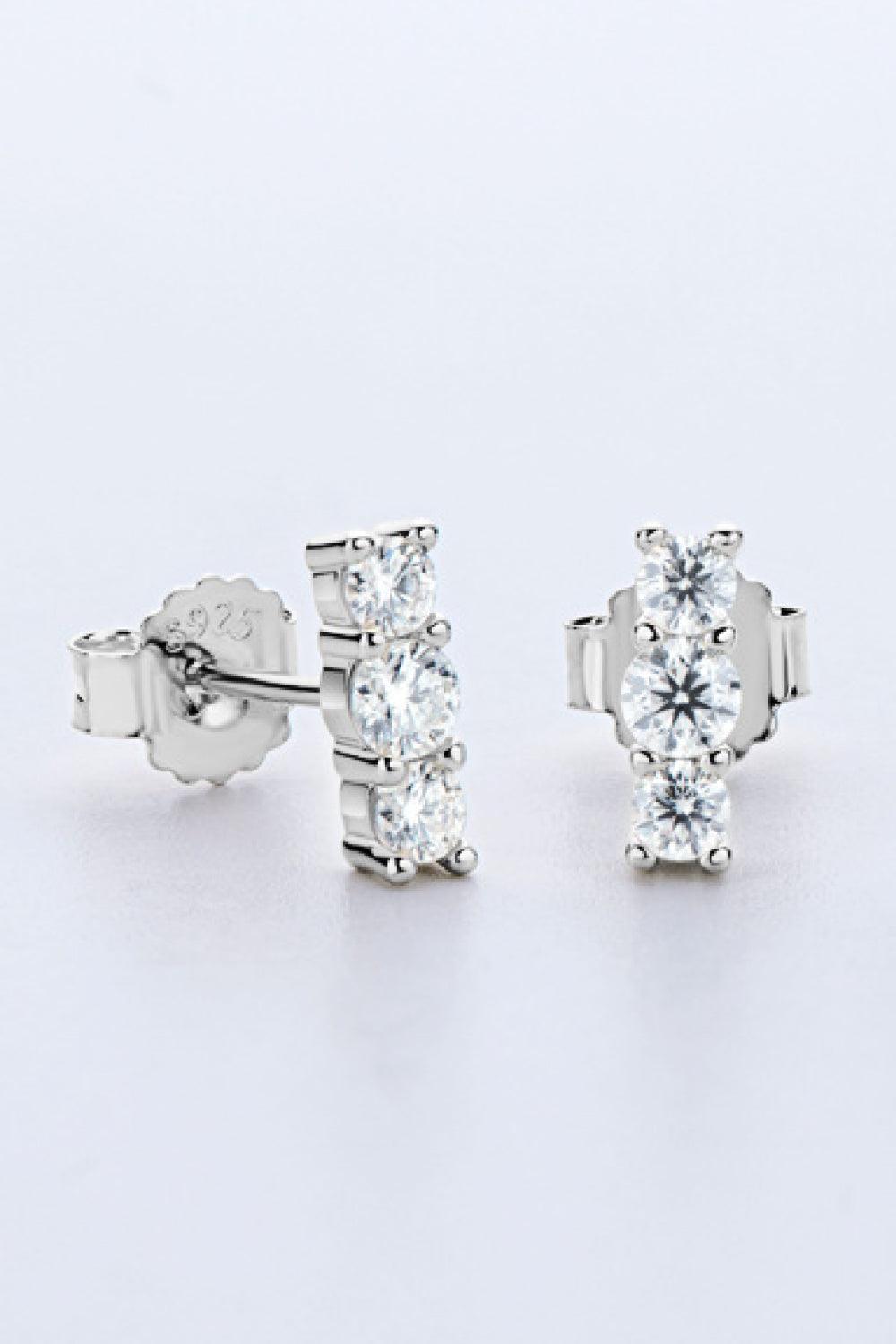 Heartbeat Rhythm 925 Sterling Silver Moissanite Stud Earrings - Flyclothing LLC