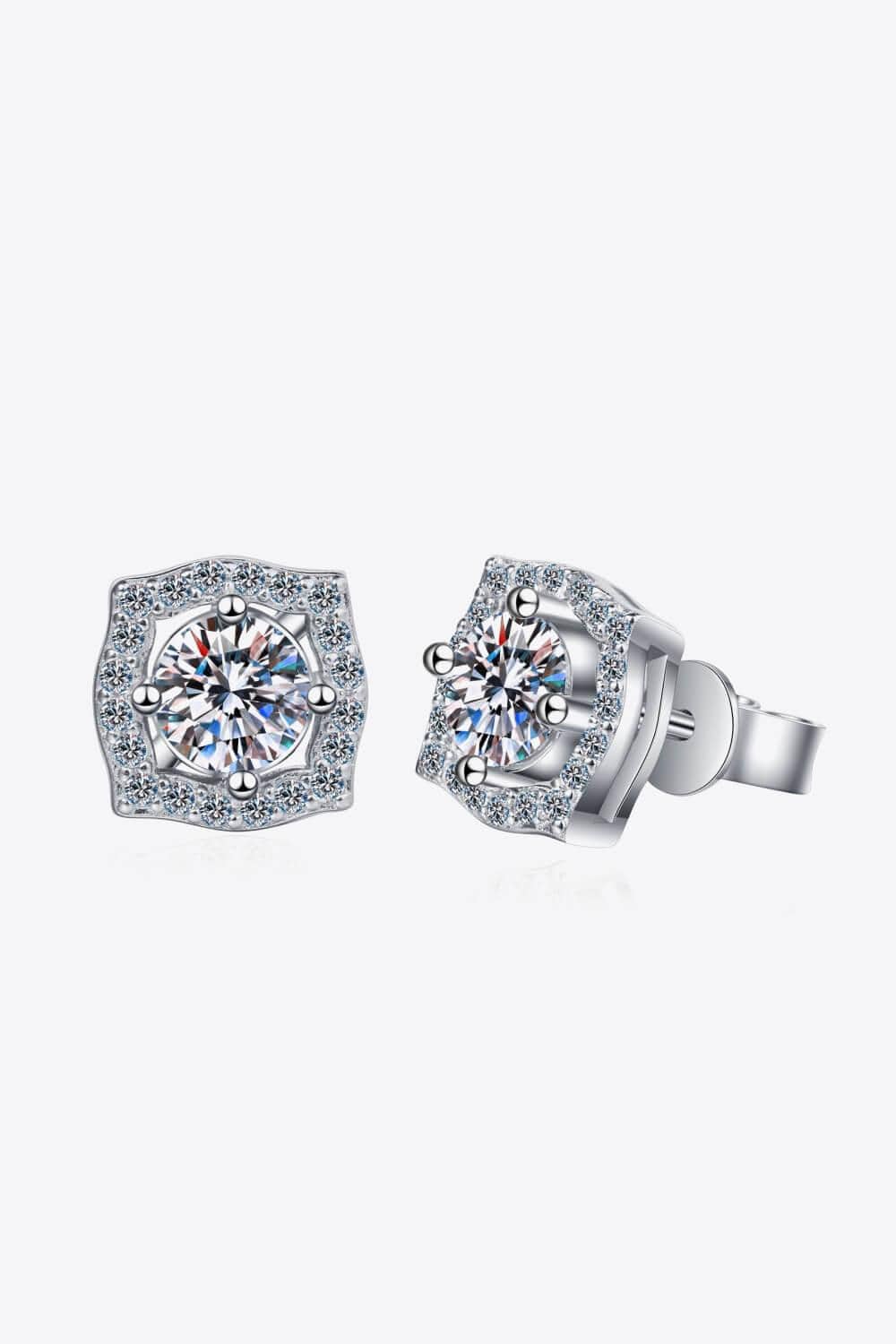 1 Carat Moissanite Geometric Stud Earrings - Trendsi