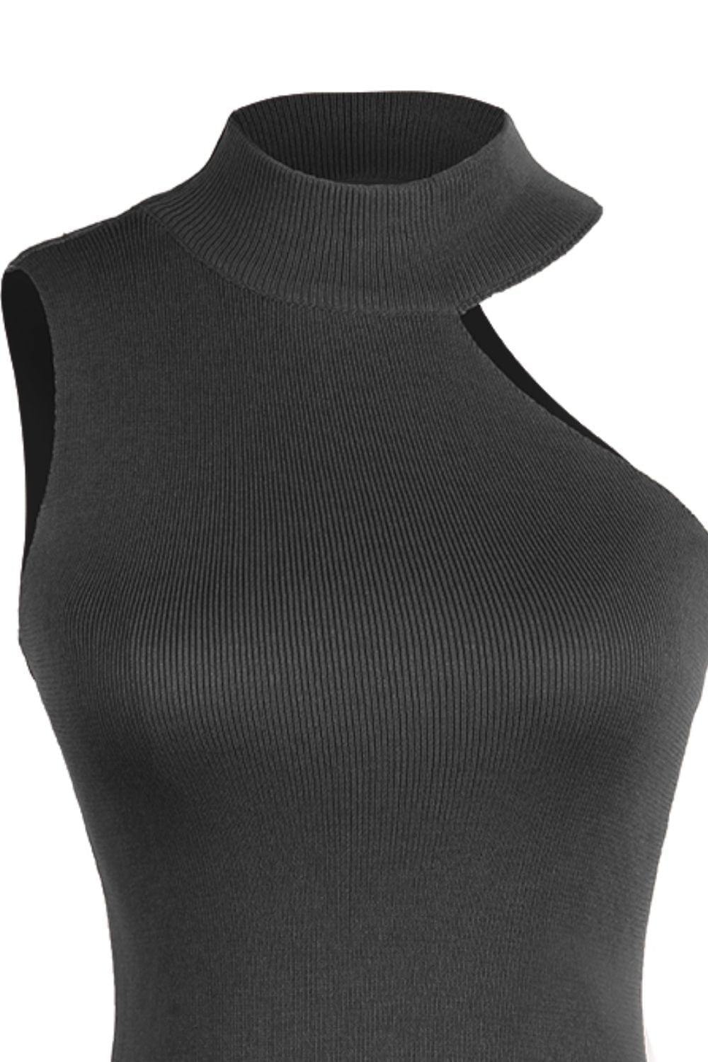 Asymmetrical Sleeveless Rib-Knit Top - Trendsi