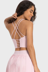 Crisscross Back Ladder Detail Sports Bra - Flyclothing LLC