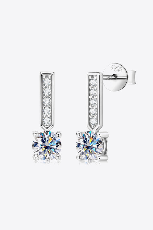 Moissanite and Zircon 925 Sterling Silver Drop Earrings - Flyclothing LLC