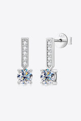 Moissanite and Zircon 925 Sterling Silver Drop Earrings - Flyclothing LLC