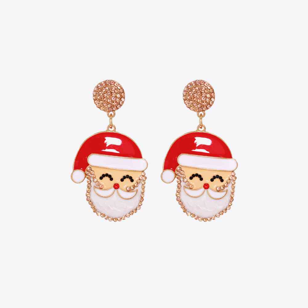 Rhinestone Alloy Santa Earrings - Flyclothing LLC