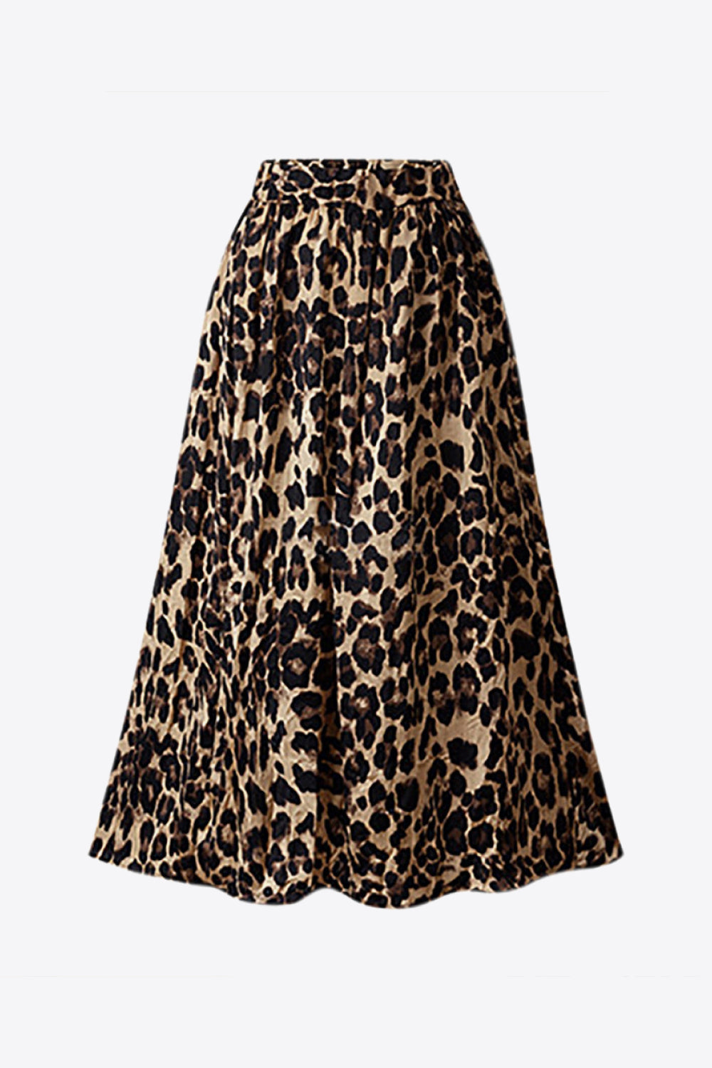 Plus Size Leopard Print Midi Skirt - Flyclothing LLC