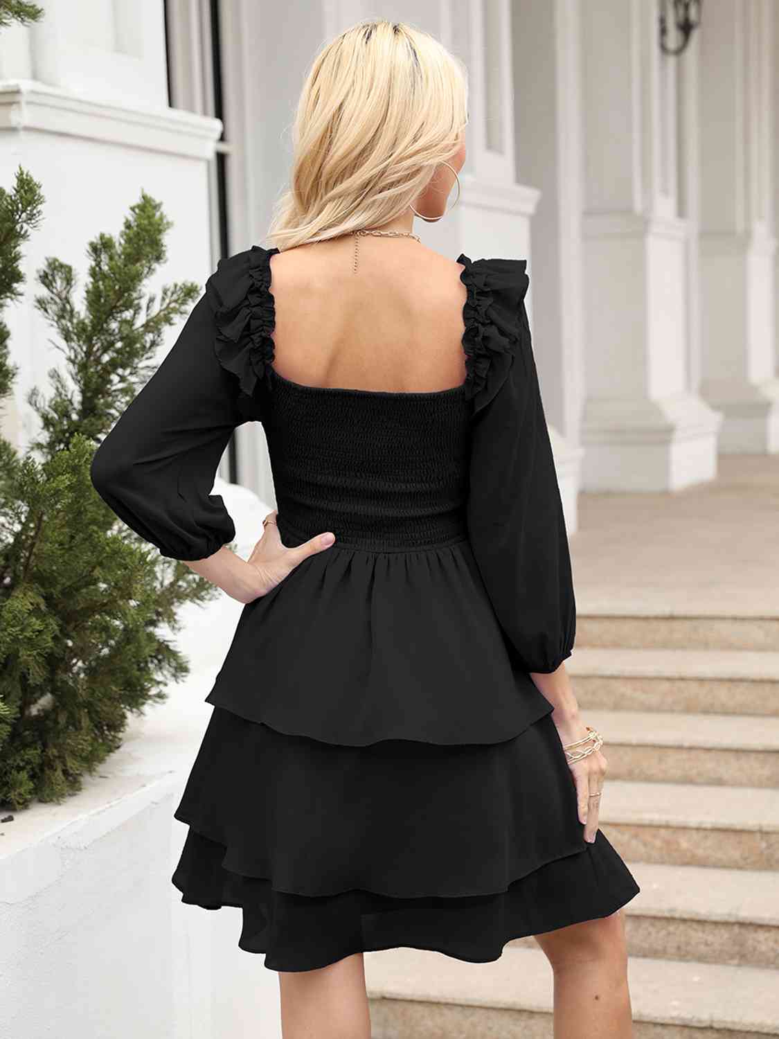 Cowboy - Dallas Back Lacing Backless Dress Square Neck Dress Sweet