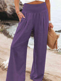 Full Size Smocked Waist Wide Leg Pants - Trendsi