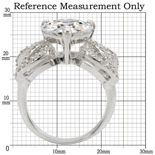 Alamode Rhodium Brass Ring with AAA Grade CZ in Clear - Flyclothing LLC