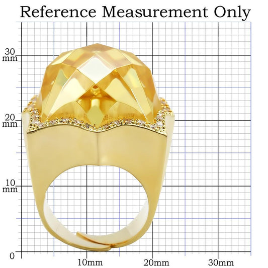 Alamode Gold Brass Ring with AAA Grade CZ in Citrine Yellow - Flyclothing LLC