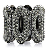 Alamode Ruthenium Brass Ring with Top Grade Crystal in Black Diamond - Alamode