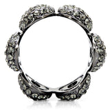 Alamode Ruthenium Brass Ring with Top Grade Crystal in Black Diamond - Alamode