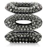 Alamode Ruthenium Brass Ring with Top Grade Crystal in Black Diamond - Alamode